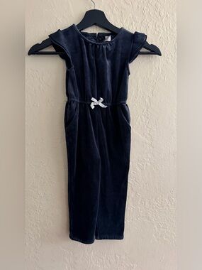 OshKosh B'gosh Black Velvet Jumpsuit with Silver Bow